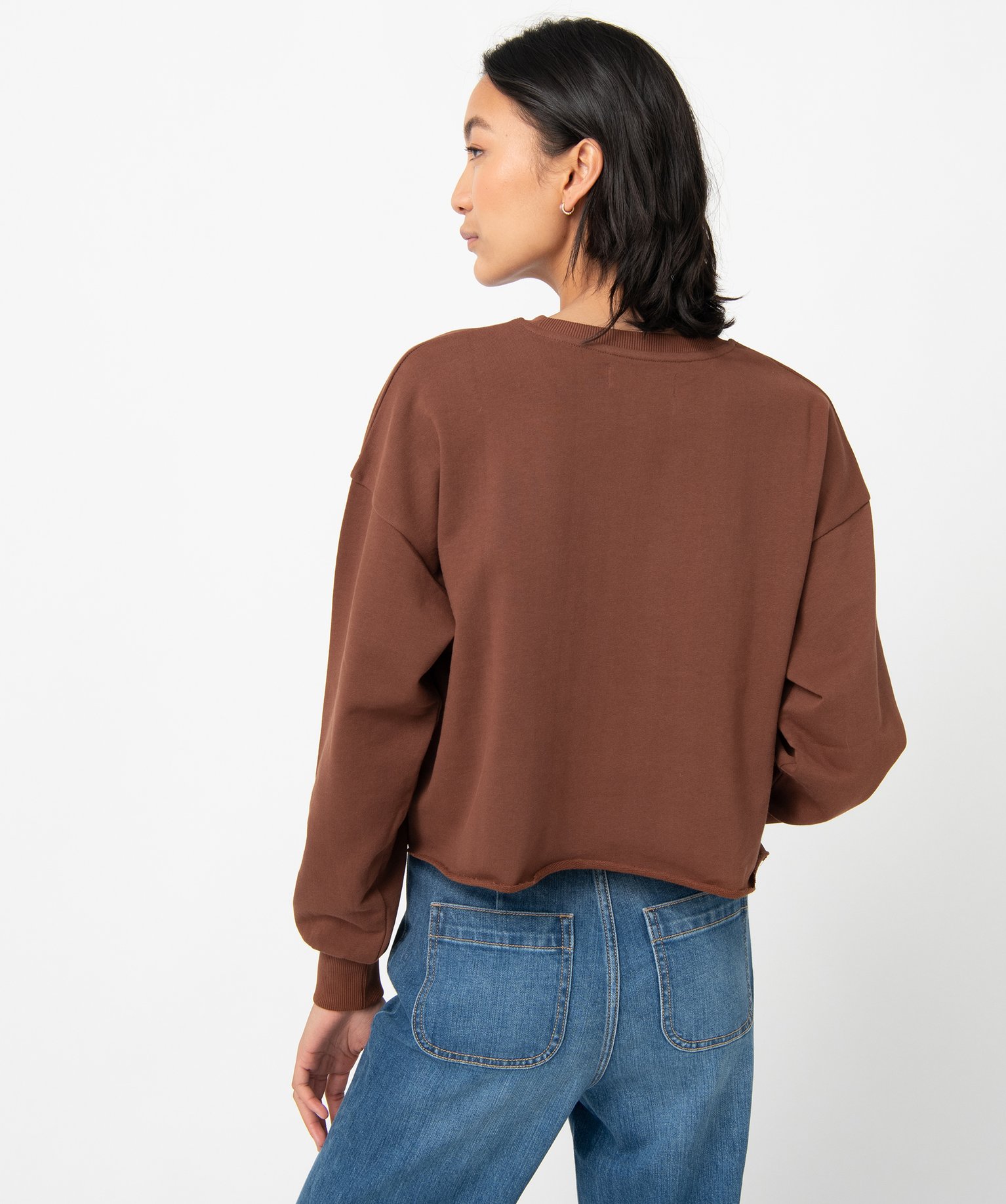 Sweat femme coupe courte finitions bords-francs - Camps United marron | GEMO