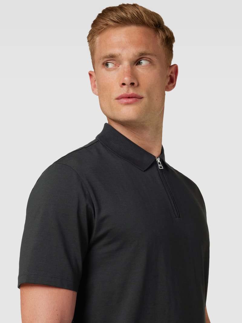 Poloshirt mit Polokragen Modell 'Dekok' in schwarz