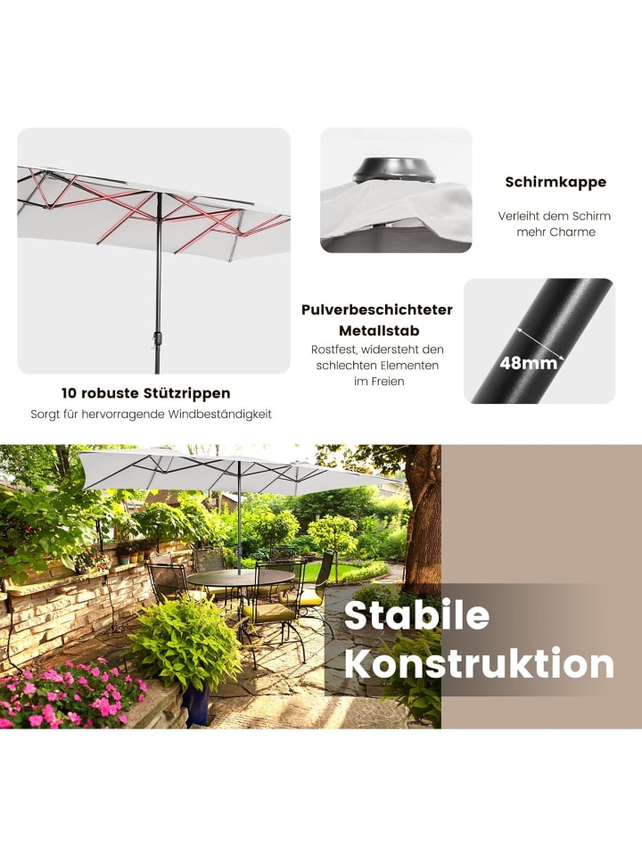 COSTWAY Doppelsonnenschirm 426x265cm in Beige günstig kaufen onesize