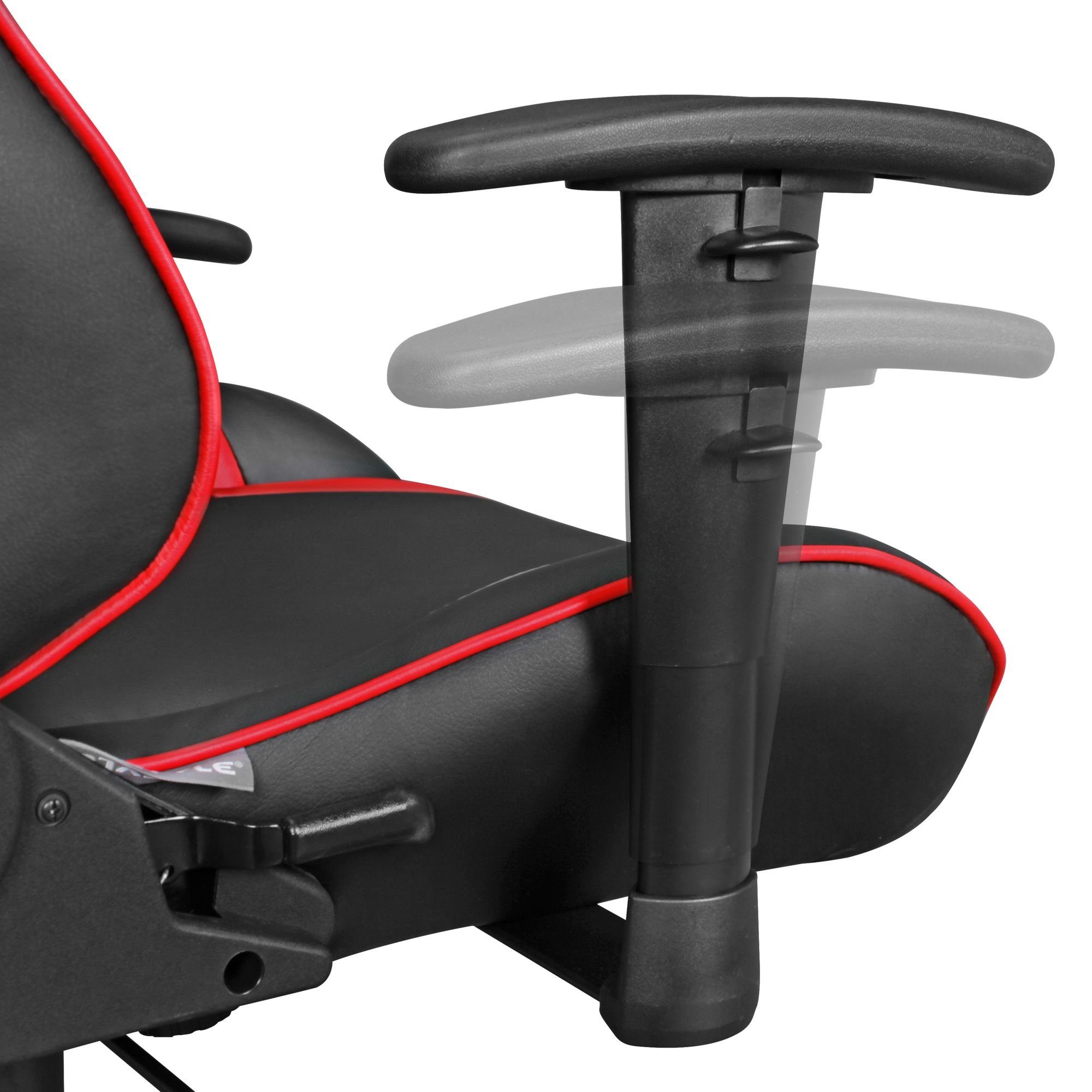 FINEBUY Gaming Chair SuVa6259_1 (Kunstleder Schwarz / Rot Schreibtischstuhl Drehbar), Bürostuhl Chefsessel Racing, Drehstuhl Sport Optik