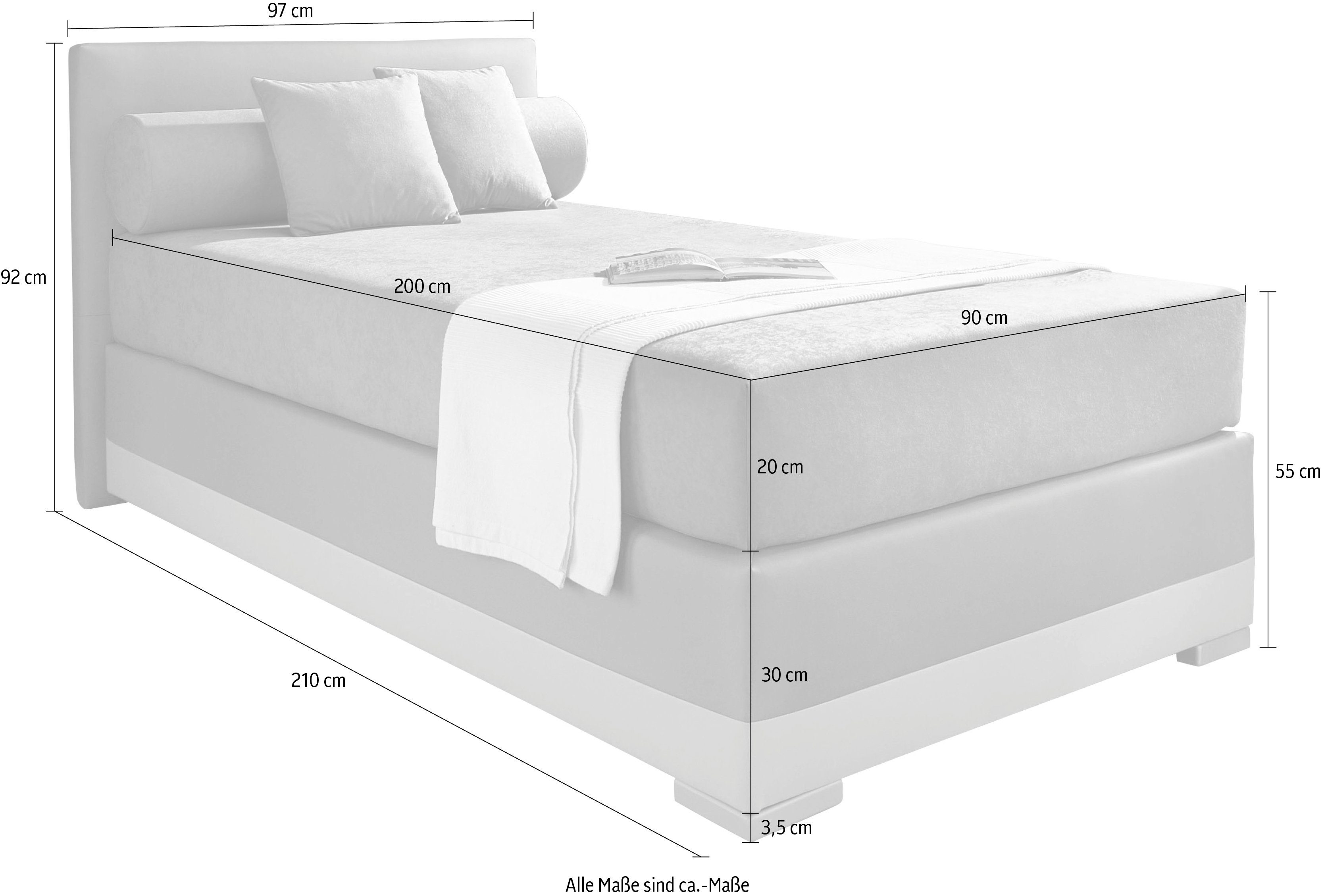 Maintal Boxspringbett Lago, in 3 verschiedenen Matratzenarten, H2 oder H3