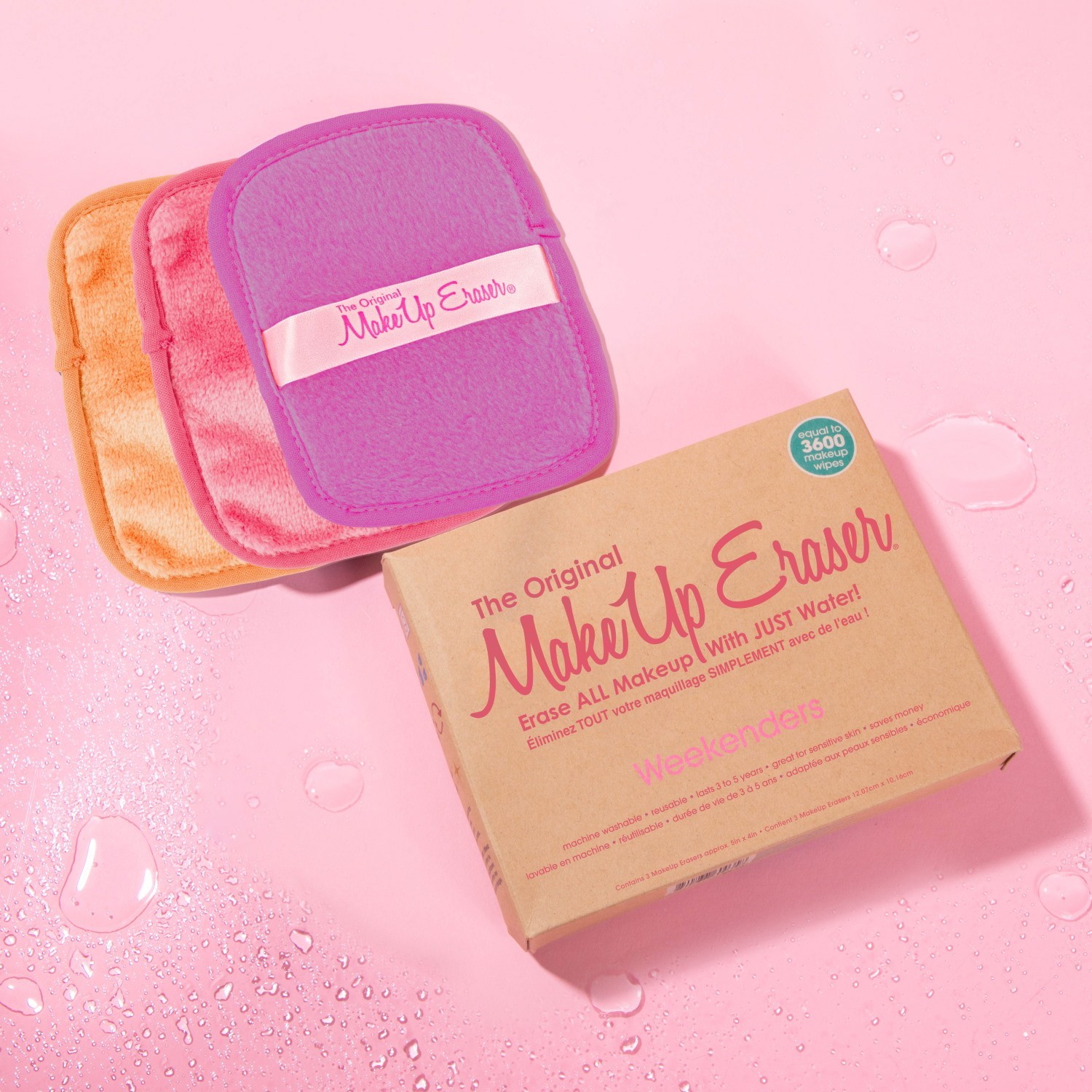 Gumica za šminku MakeUp Eraser, set od 3 komada, za vikend, ružičasta