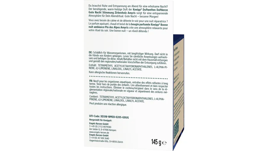 Kneipp Duftwelten Gute Nacht Stimmung Duftkerze 145 g