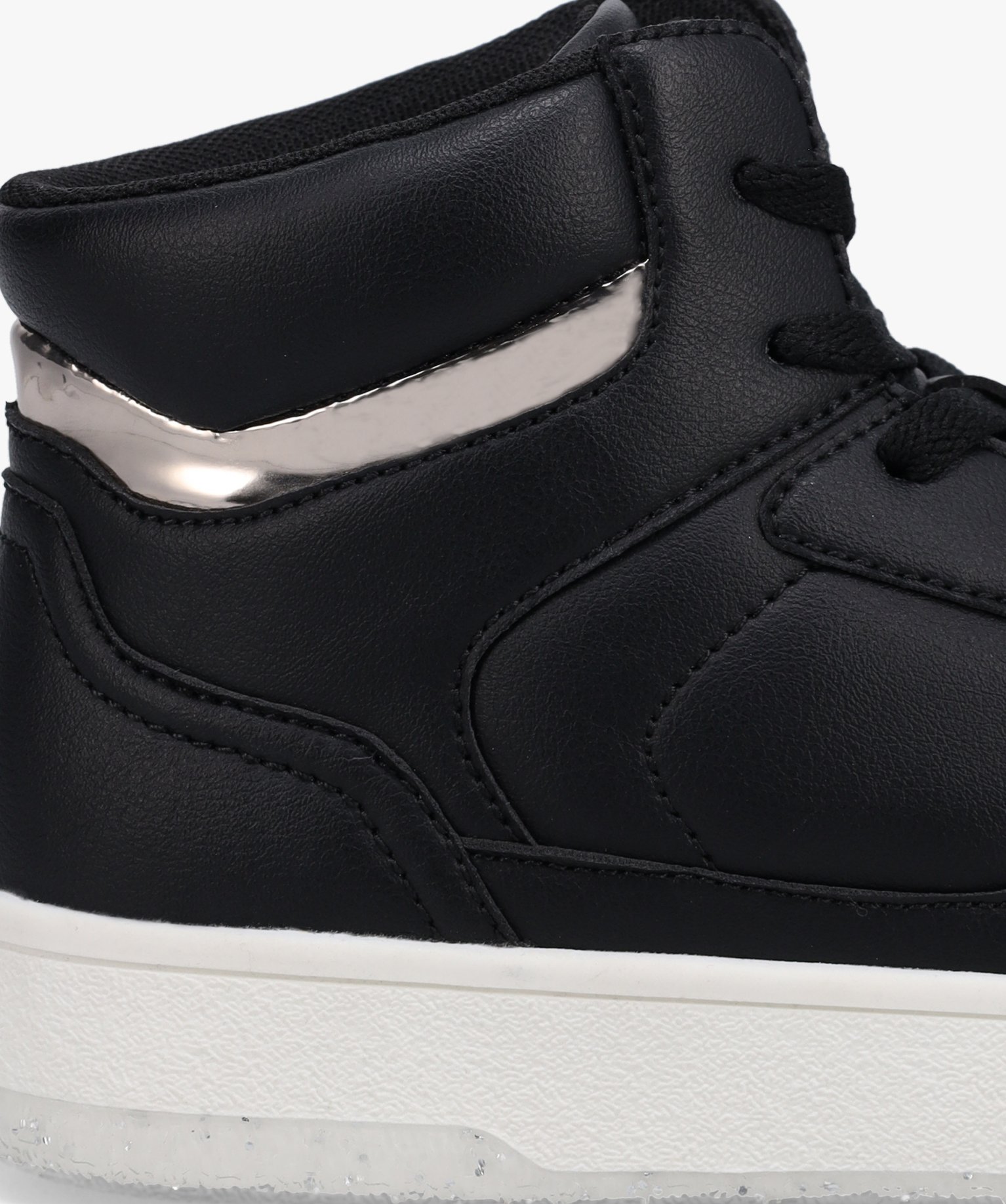Baskets femme mid-cut unies à semelle pailletée noir | GEMO