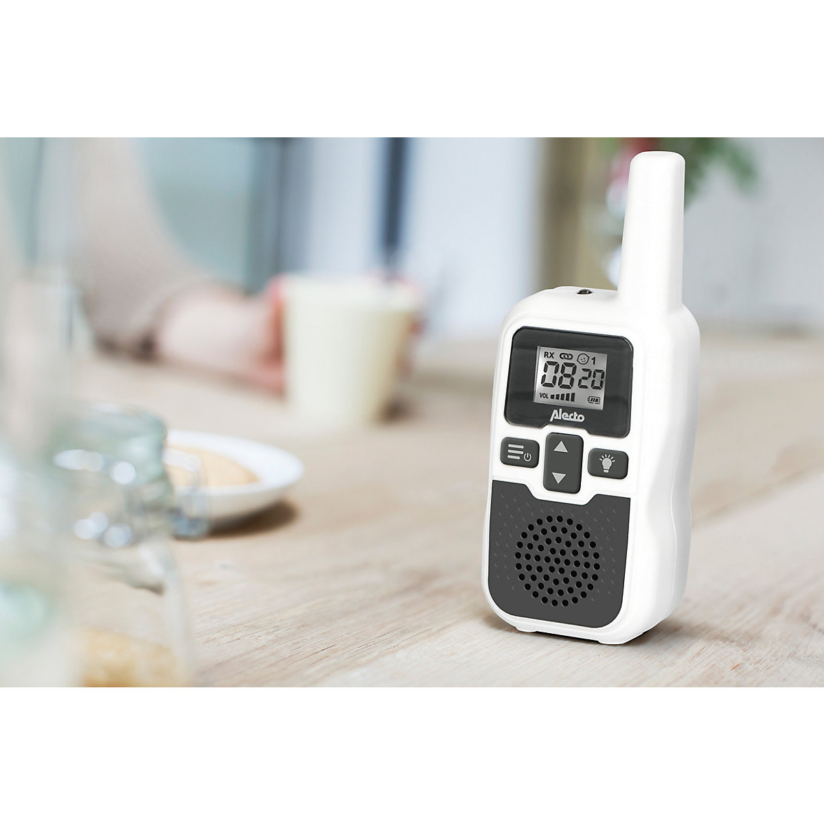 DBX-80 - Babyphone mit Reichweite von bis zu 3.000 Metern, weiß/anthrazit