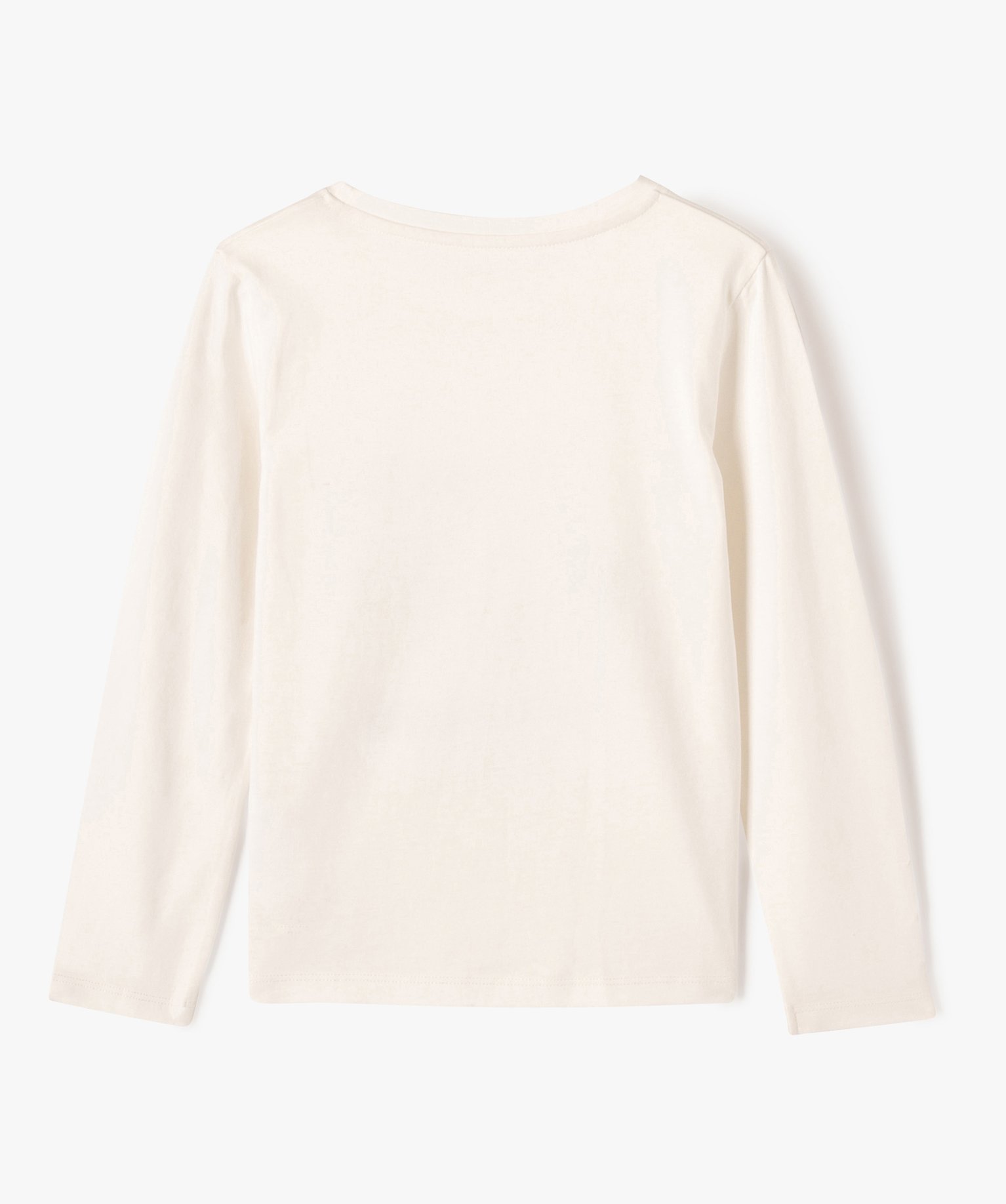 Tee-shirt à manches longues avec sequins réversibles fille ecru | GEMO