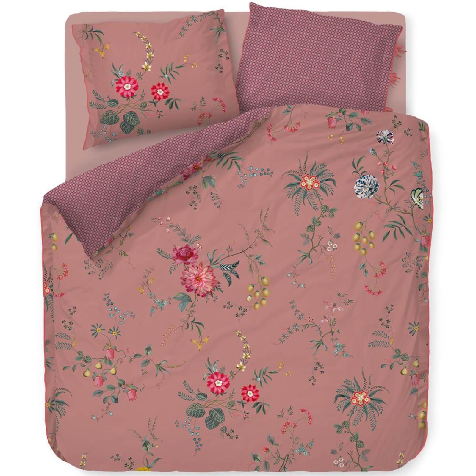 Bettwäsche Fleur Grandeur Pink, PiP Studio, Perkal, 2 teilig, Dahlien, Zweige, Muster
