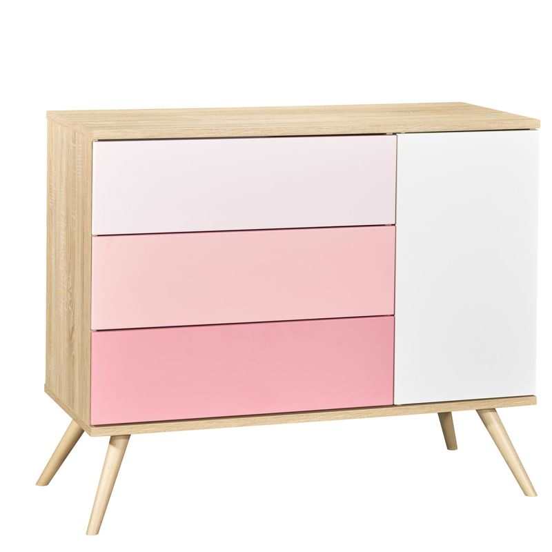 Commode 1 porte et 3 tiroirs Seventies