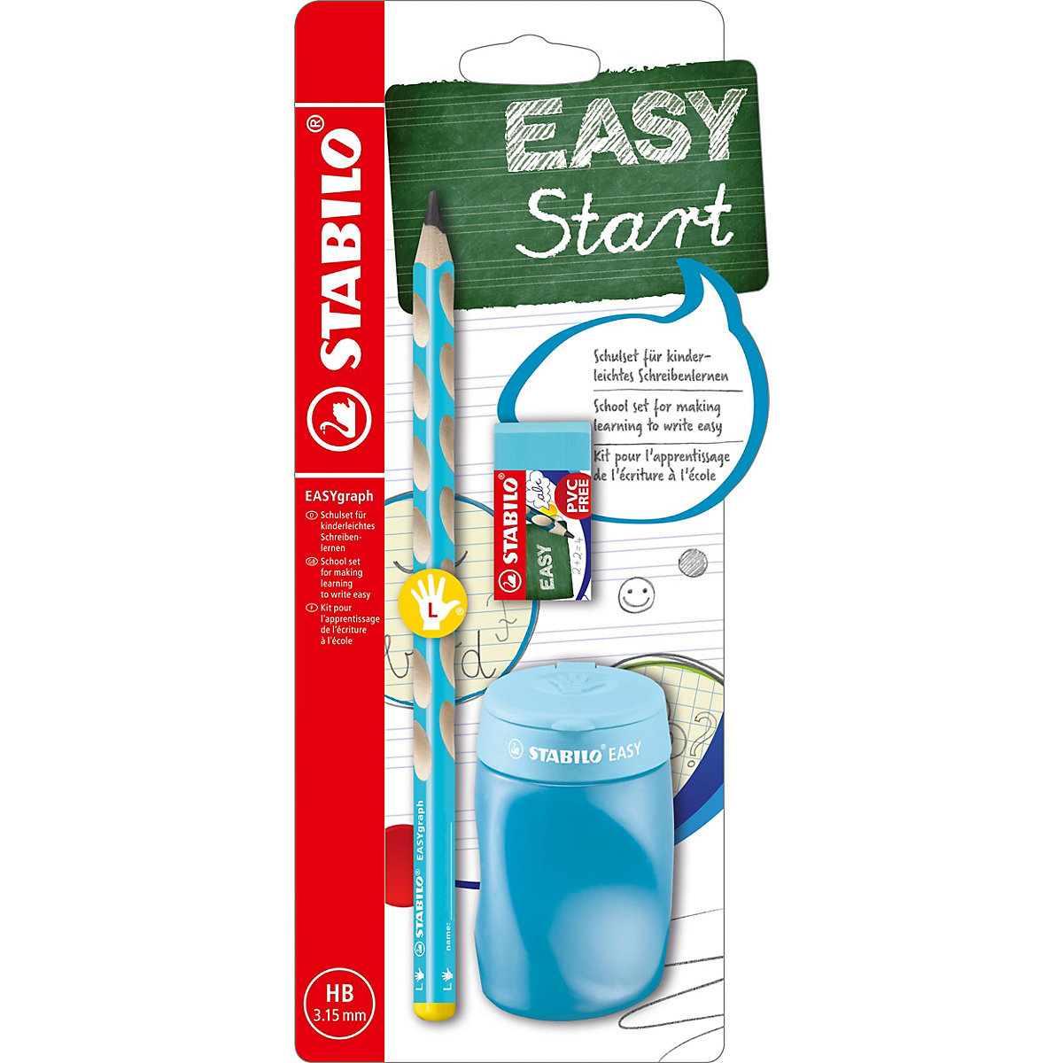 Dreikant-Bleistift EASYgraph Start Set Linkshänder blau, 3-tlg.