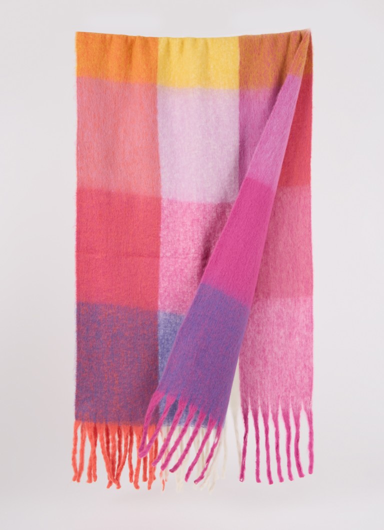 Benetton šatka s kockovaným vzorom a strapcami 210 x 70 cm