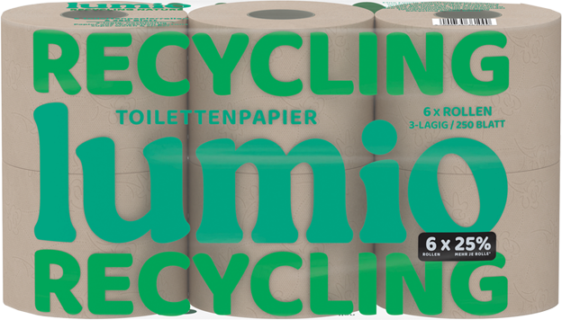 Lumio Recycling Toilettenpapier soft 3-lagig (6x250 Blatt)
