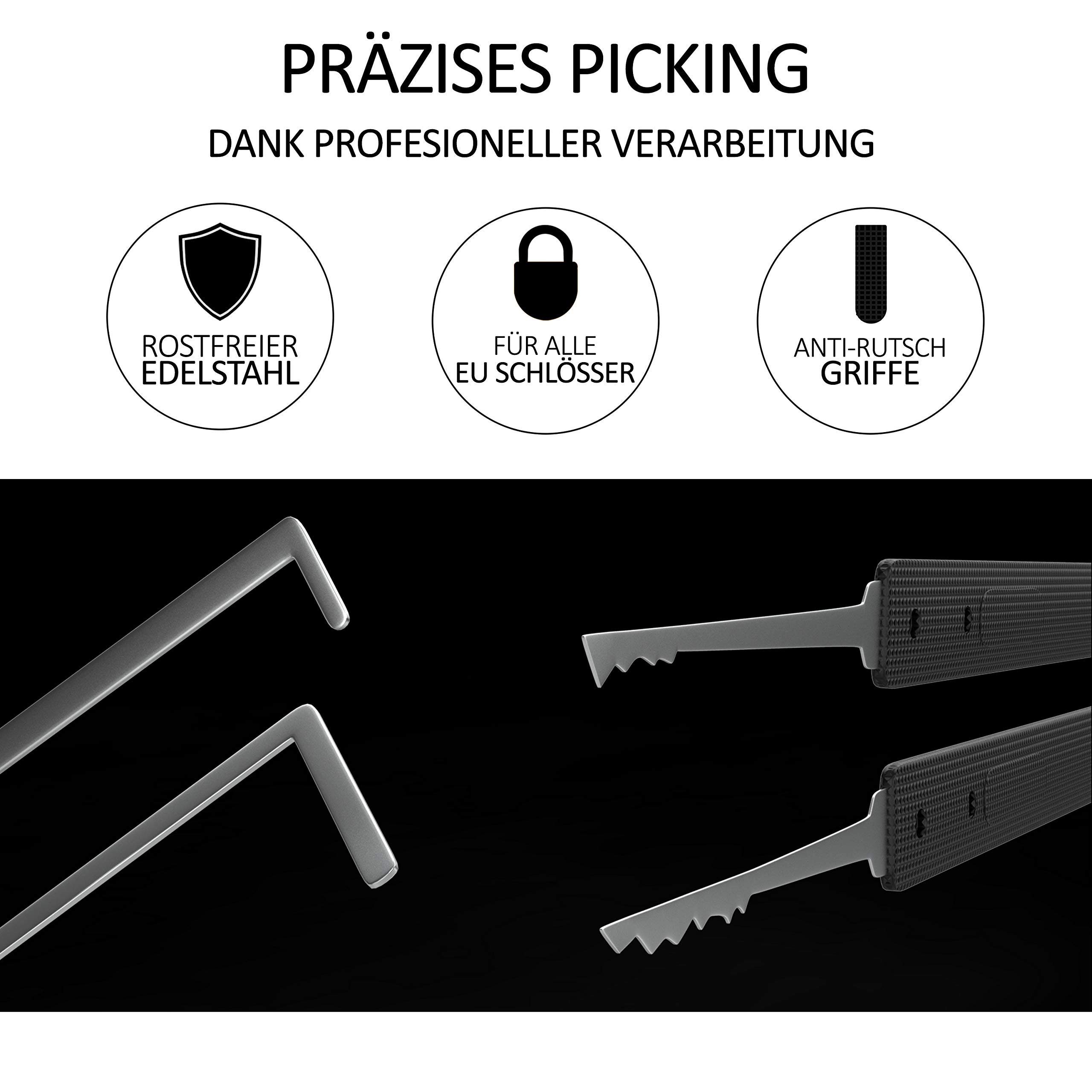 Meistergut Vorhängeschloss Lockpicking Set XXL Profi 24-teilig, 3 Schlösser & Anleitung, (22-tlg., 30 Teiliges Set), Schlüssel entsperren