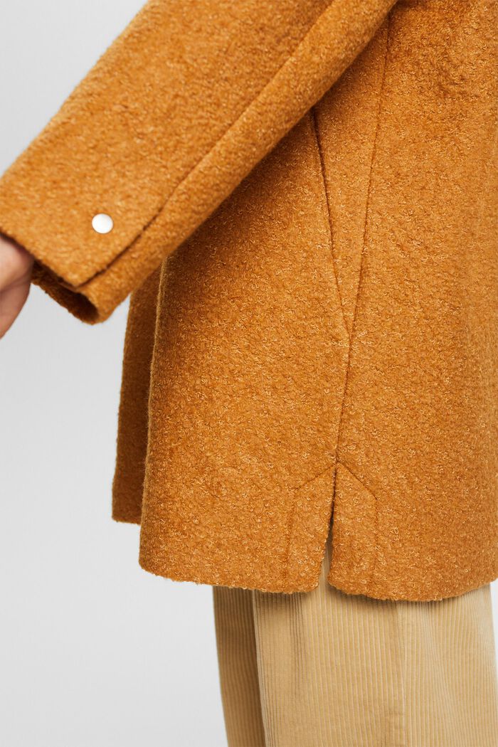 Bouclé Kapuzenmantel aus Wollmix