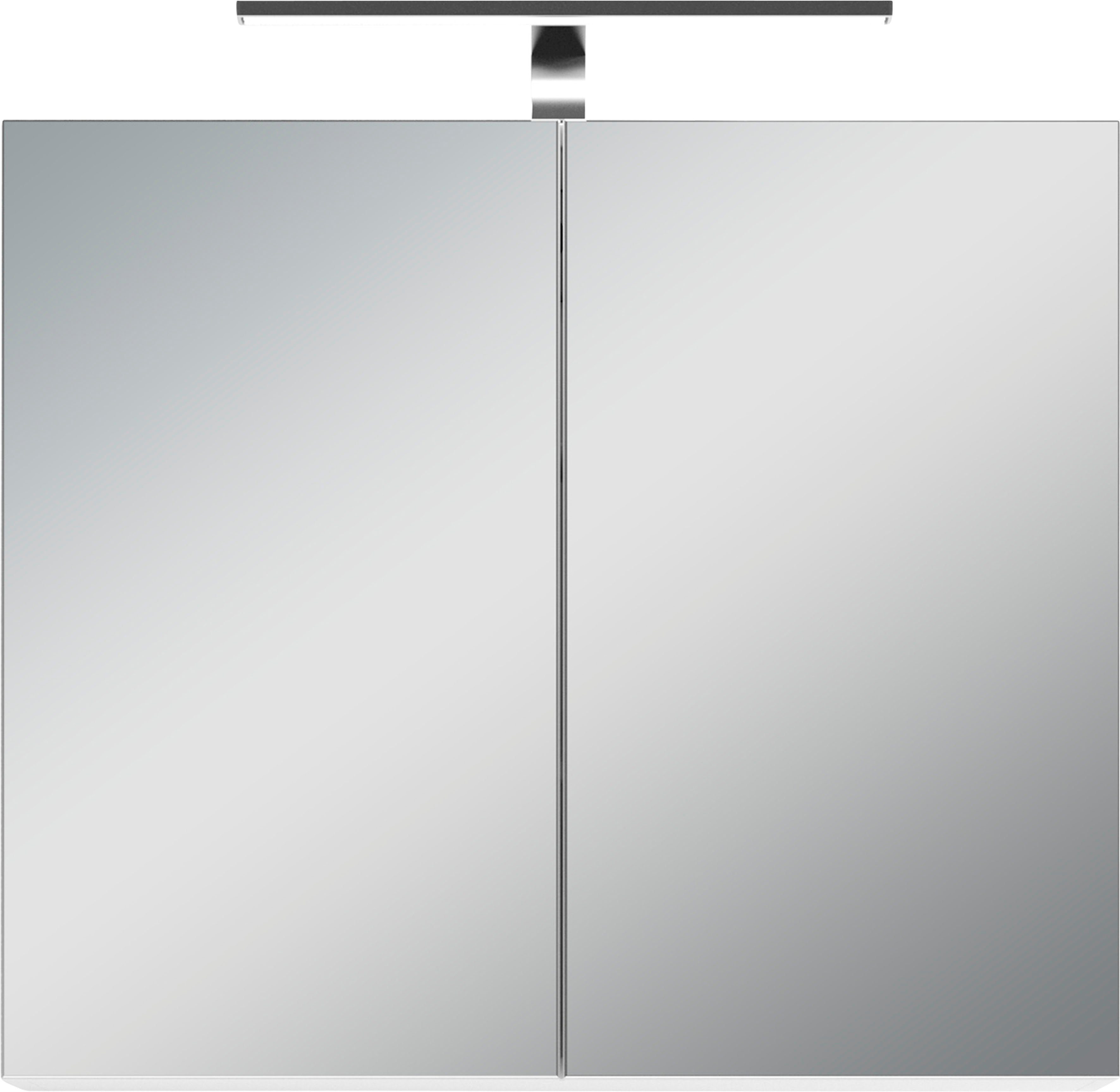byLIVING Spiegelschrank Spree Breite 70 cm, 2-türig, mit LED Beleuchtung und Schalter-/Steckdosenbox
