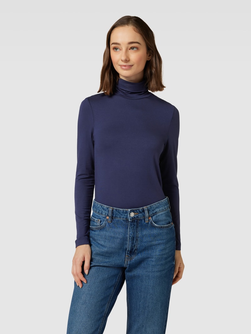 Longsleeve mit Rollkragen in dunkelblau