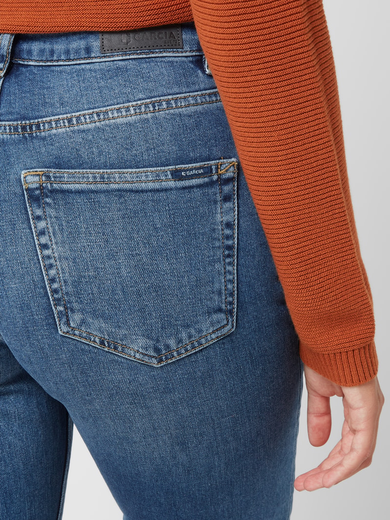 Straight Fit High Waist Jeans mit Stretch-Anteil Modell 'Luisa' in blau