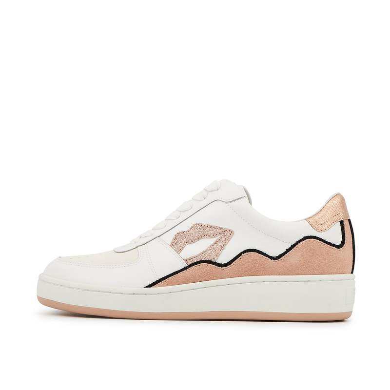 Baskets en cuir Loulou blanc rose gold suede