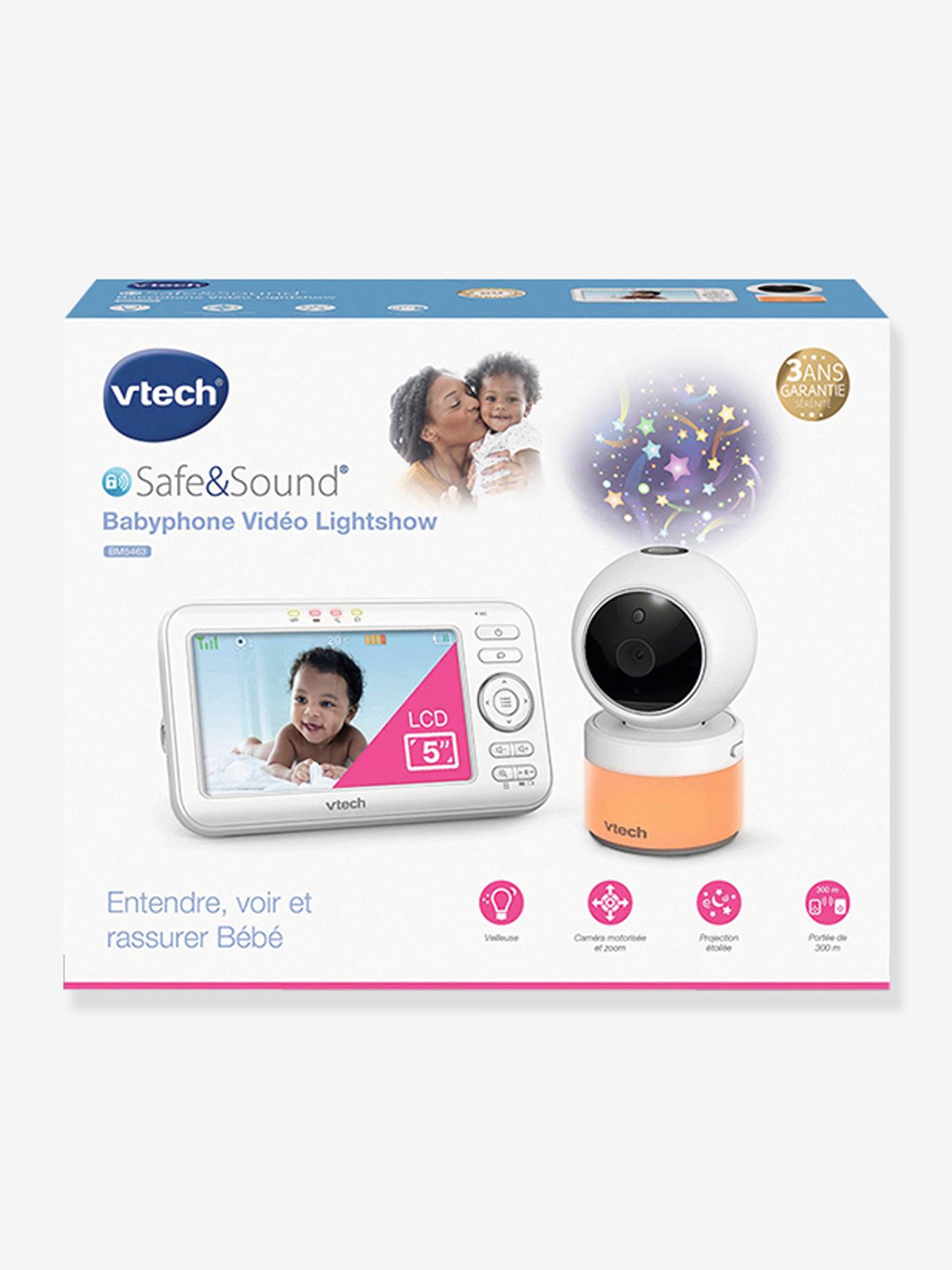 Babyphone vidéo Safe & Sound Light Show BM5463 VTECH blanc