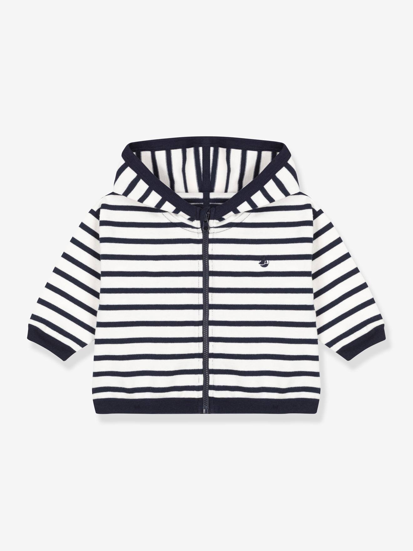 Sweat à capuche bébé rayé marinière