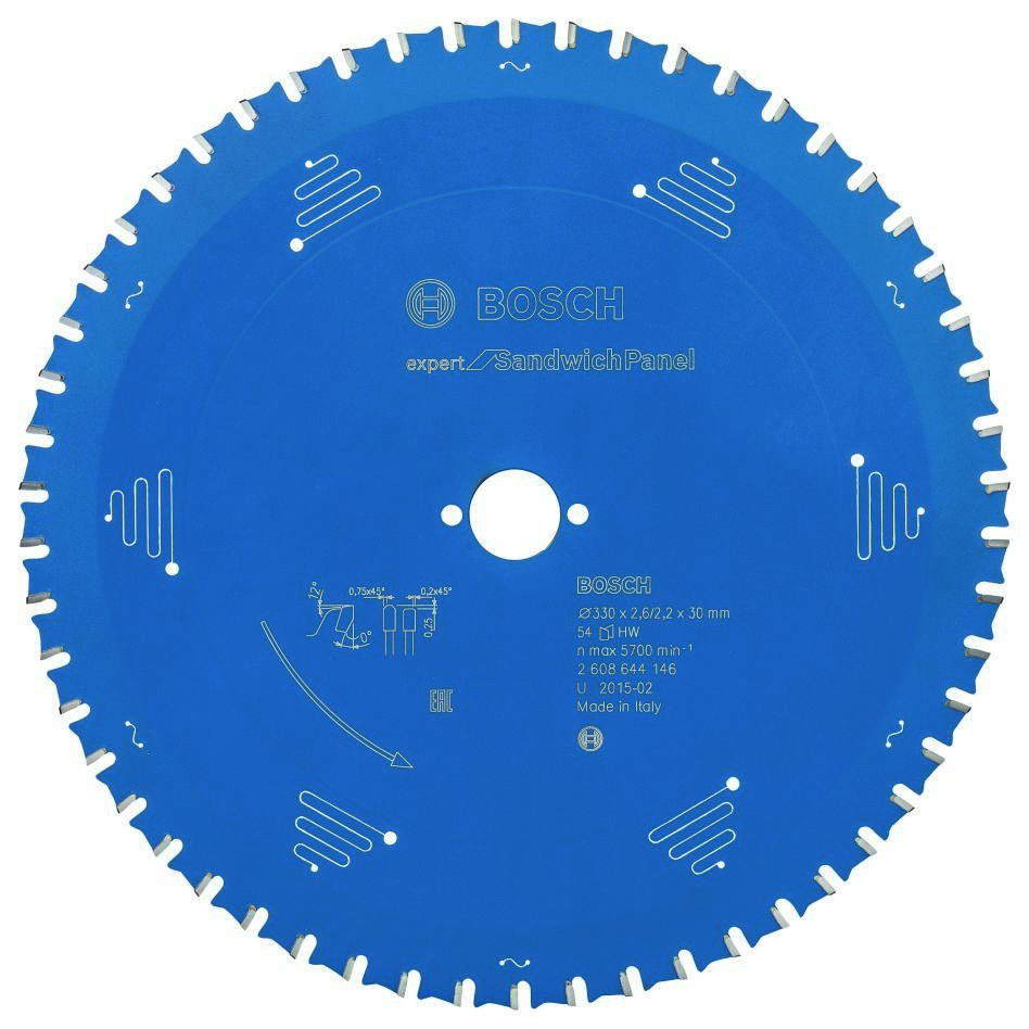 Lamă de ferăstrău circular din carbură Bosch Blue Accessories 2608644146 Expert pentru panouri sandwich 330 x 30 x 54 dinți