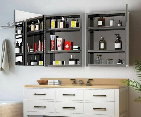 Homfa Badezimmerspiegelschrank HST-020 45*60*13cm, 3 Fächer, vormontiert