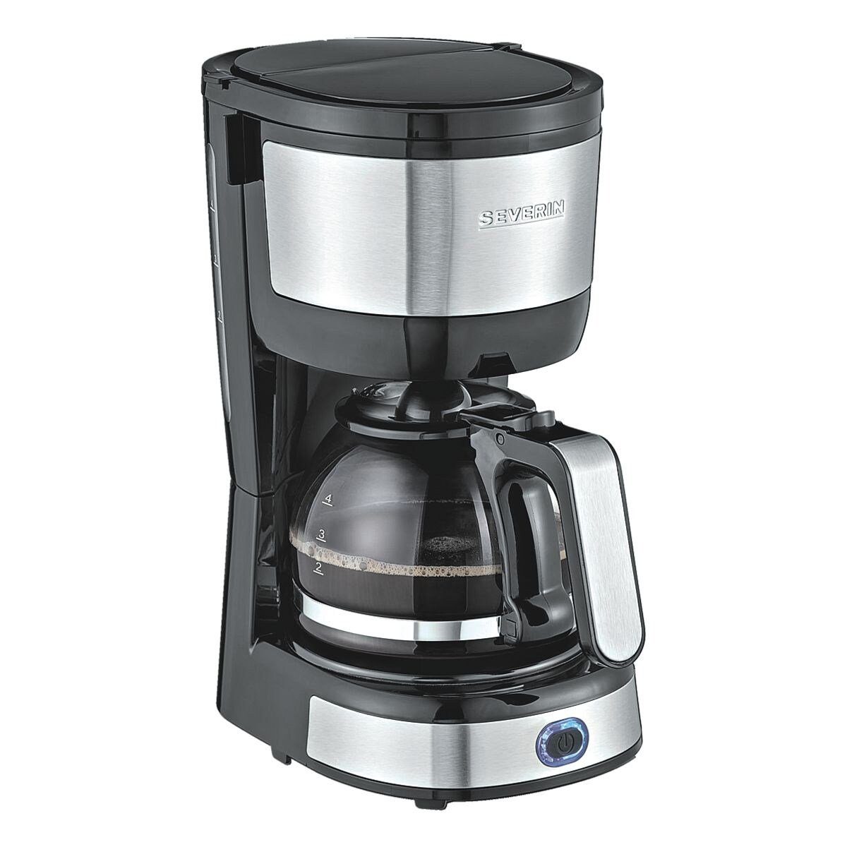 Severin Filterkaffeemaschine KA 4808, 0.56l Kaffeekanne, Kaffeemaschine Slim-Design mit Glaskanne, bis 4 Tassen, 750 Watt