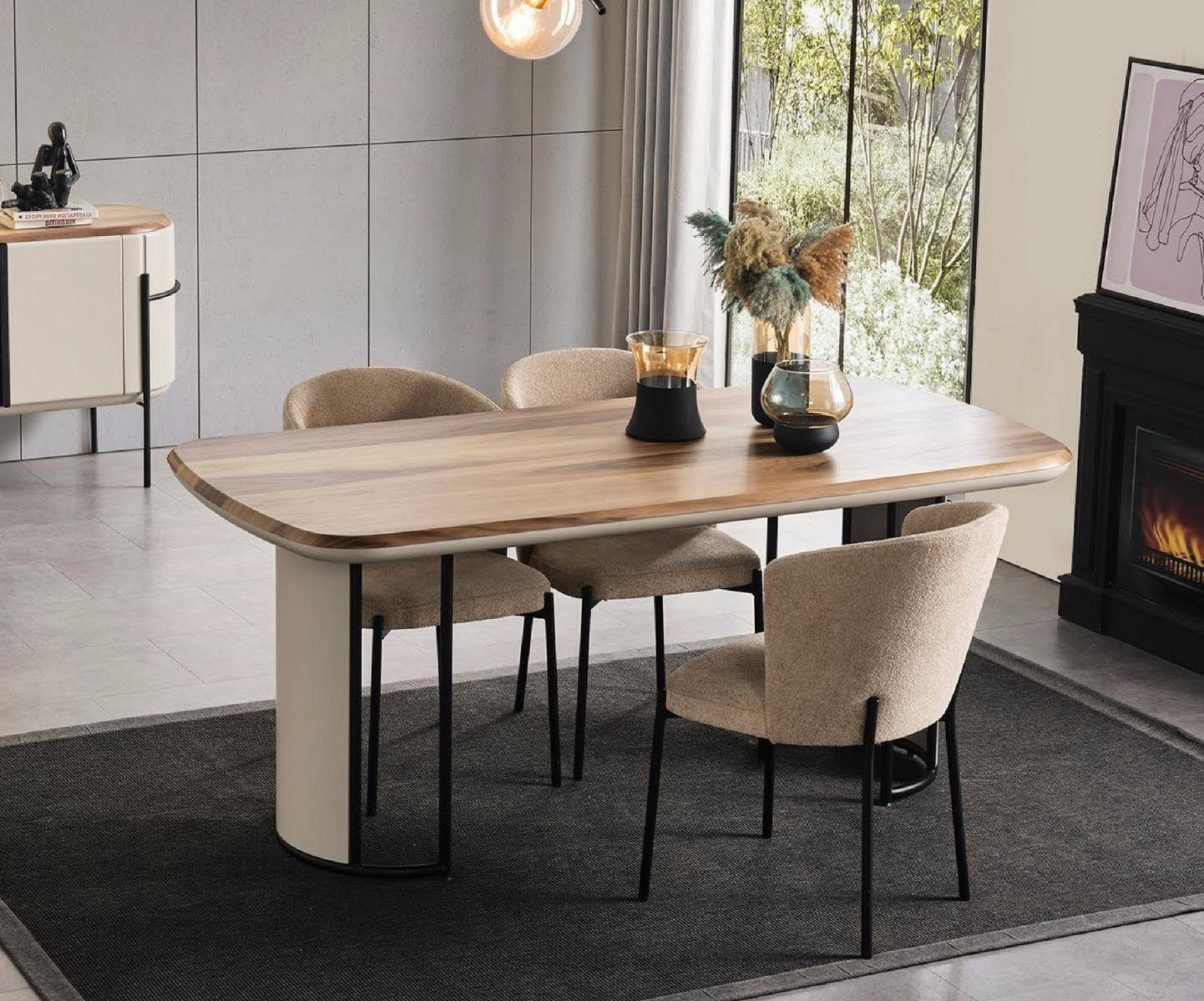 JVmoebel Esszimmer-Set Set Esstisch 4x Stühle Lehn Stuhl Garnitur Tische Esszimmer Gruppe, (5-St)