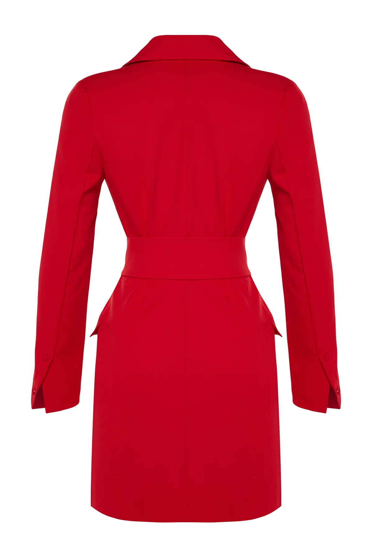 Trendyol Collection  Rote Jacke aus Webstoff mit Mini-Knopfdetail und Gürtel TWOAW24EL00497