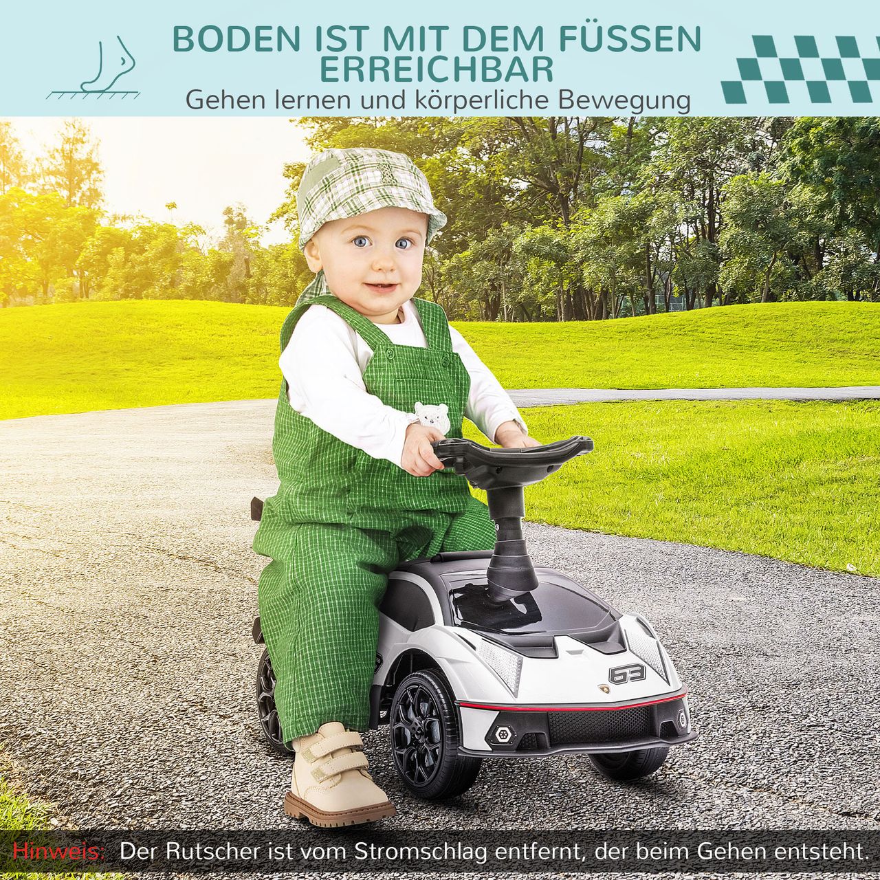 AIYAPLAY Rutschauto, Rutschfahrzeug mit Stauraum, Kinderfahrzeug, Weiß