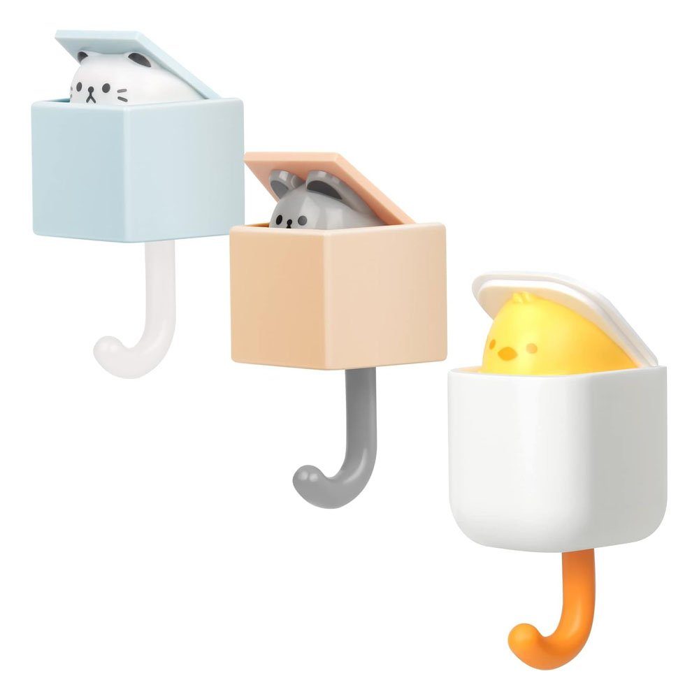 Sarfly Wandhaken Tier Wasserfest Haken, für Home Küche Hüte Keys Stick Haken, (3-St), Handtuchhaken Kinder, Wandhalterung Kleiderhaken Cat Key Hook