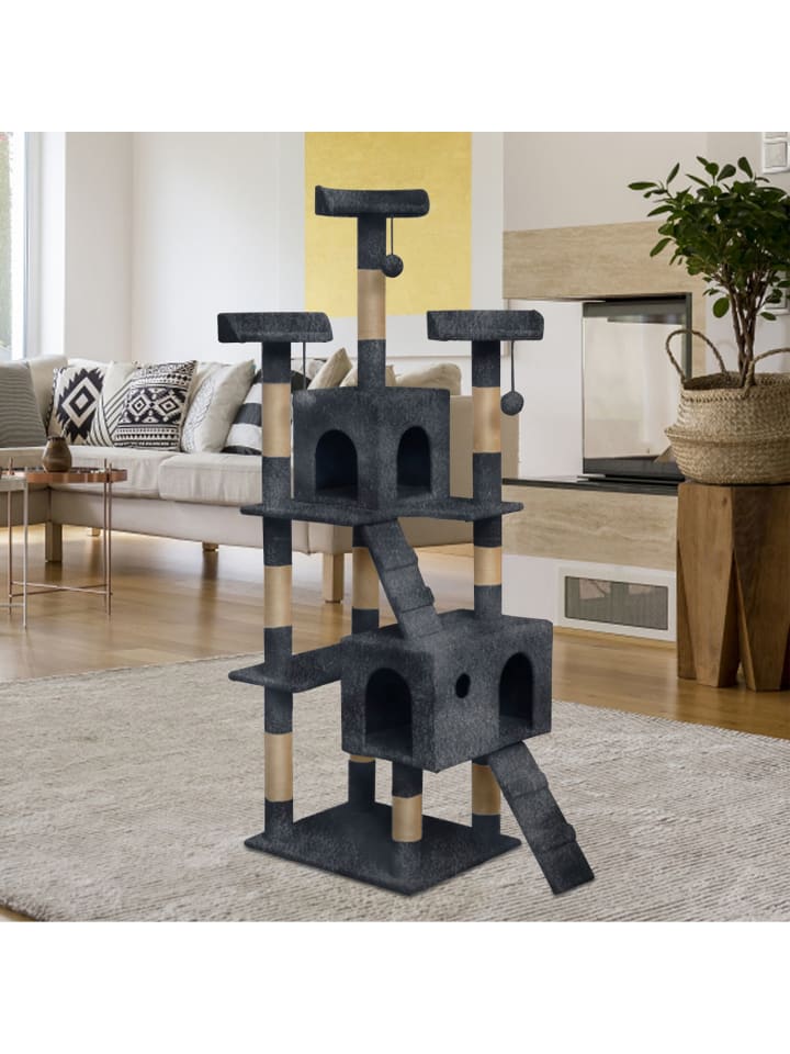 Intirilife Kratzbaum mit 185 cm Höhe in Grau günstig kaufen onesize