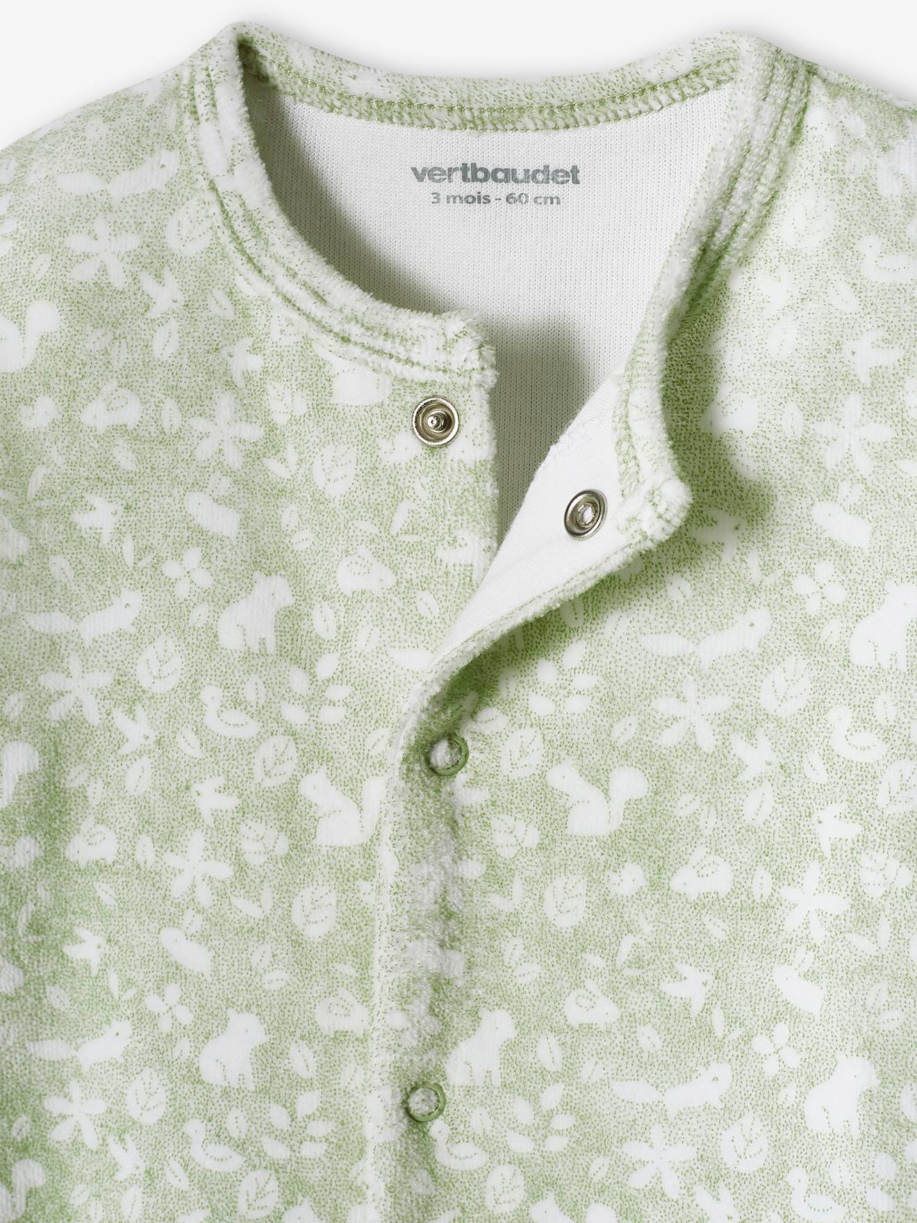 Vertbaudet Baby Samt-Strampler, Hase Oeko-Tex - aqua