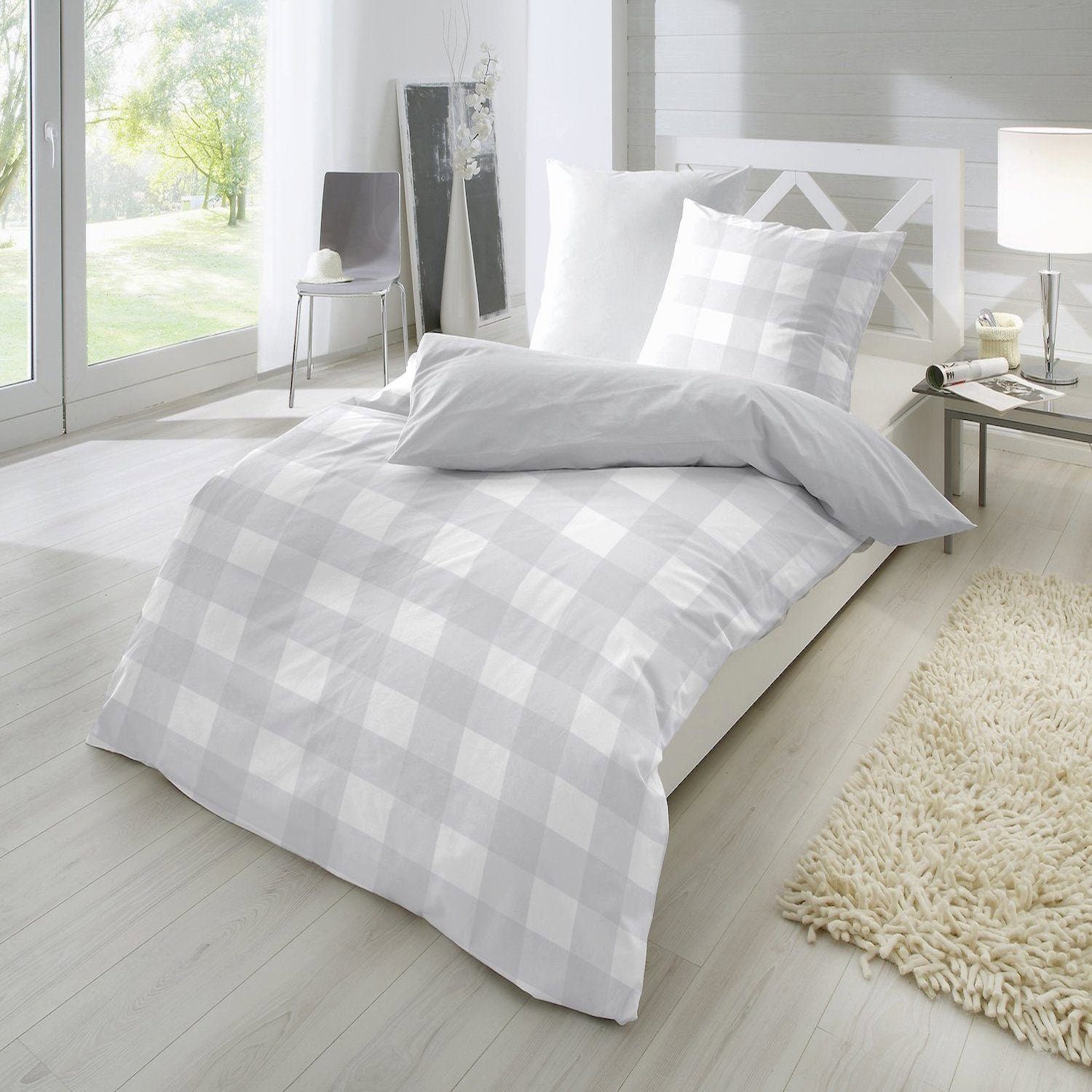 Bettwäsche Bettwäsche 4 stylischen Farben Kariert Design Schlafzimmer Gästezimmer, Miovani, Baumwolle, Karo