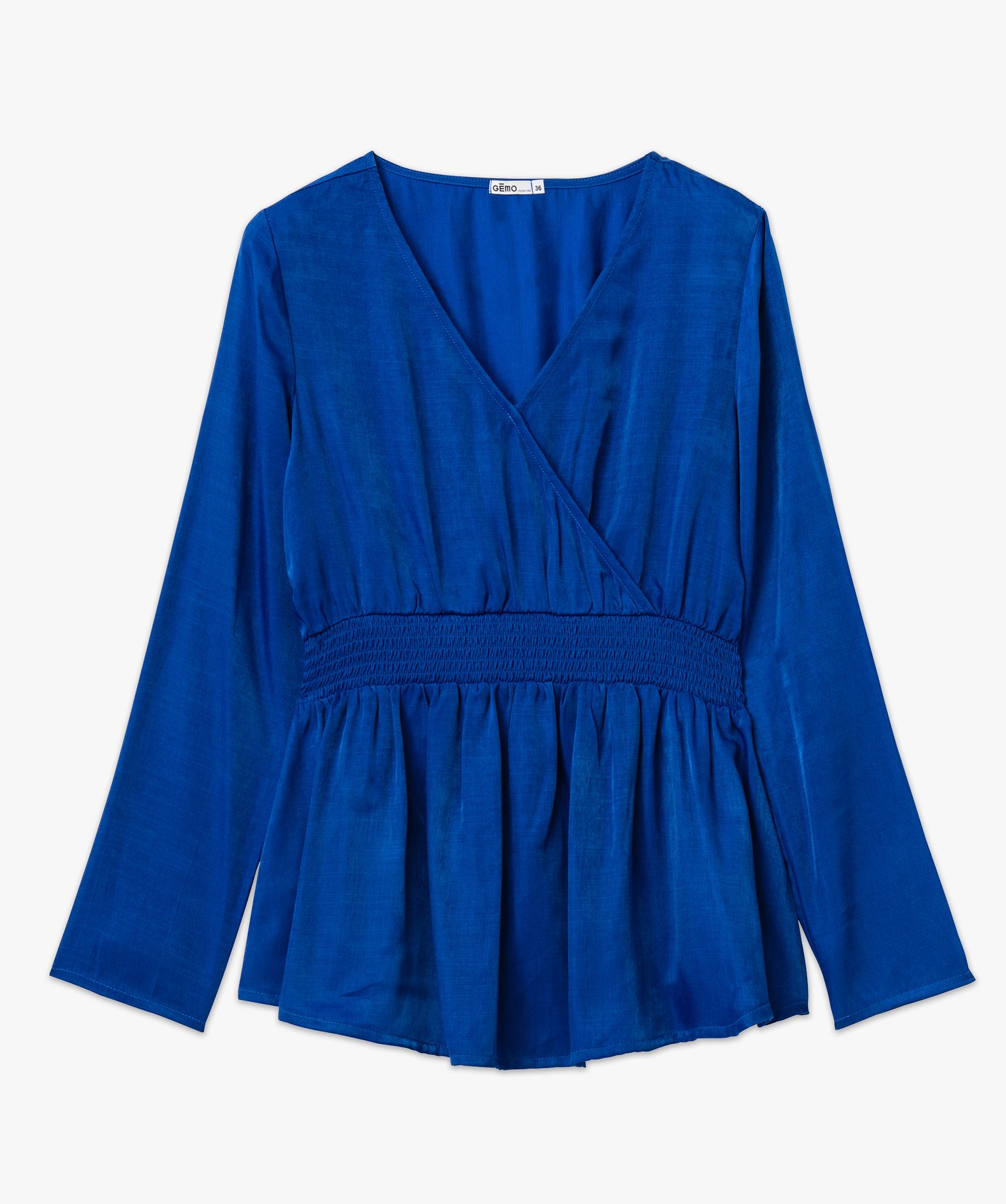 Blouse à manches longues et col cache-coeur spéciale mater... bleu | GEMO