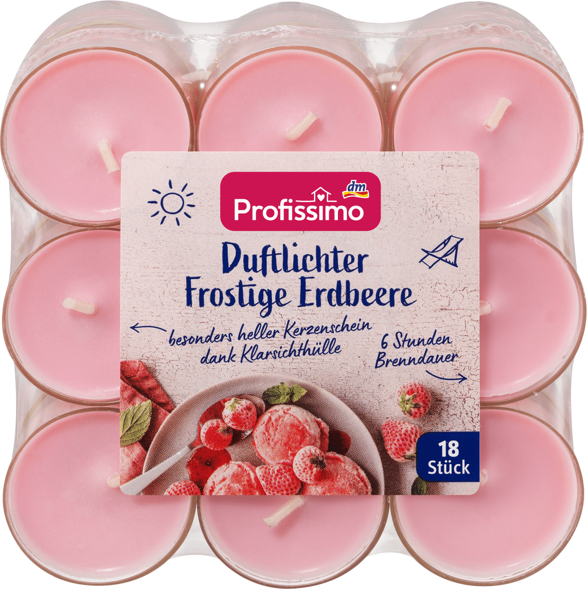 Duftlichter frostige Erdbeeren PC, 18 St