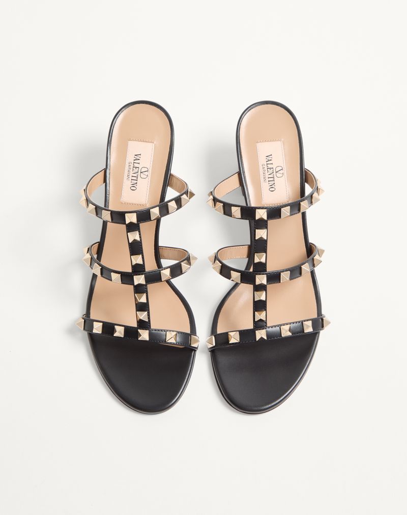 Rockstud Calfskin Slider Sandal 60mm