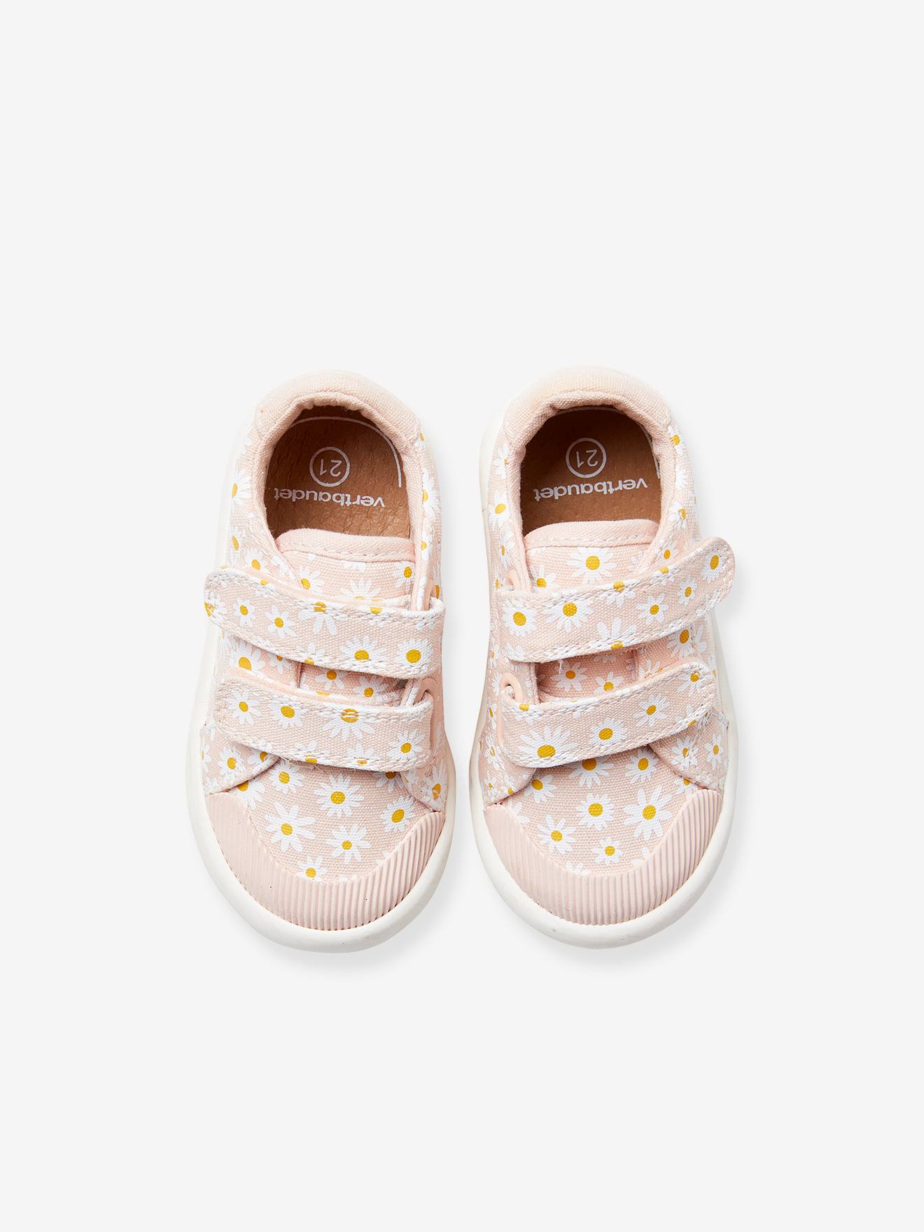 Vertbaudet Mädchen Baby Stoffschuhe, Klett - mehrfarbig