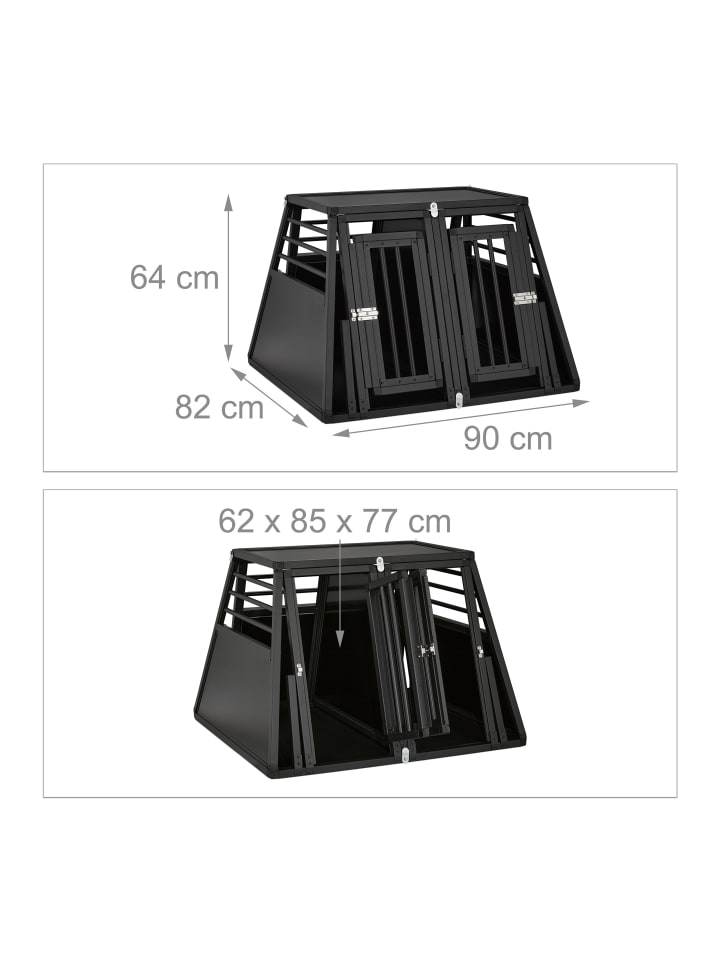 relaxdays Auto-Hundebox in Schwarz - (B)90 x (H)64 x (T)82 cm günstig kaufen onesize