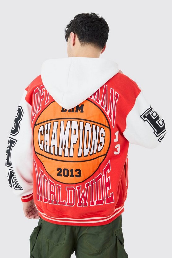 Oversize Basketball Jersey-Jacke mit Applique