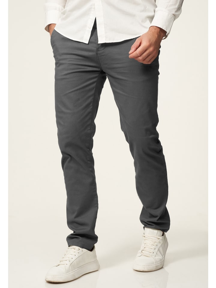 DAILY COTTON Chinohose - DCPROVO Chino Hose Elastische Jeans Stoffhose Slim-Fit in Dunkelgrau günstig kaufen