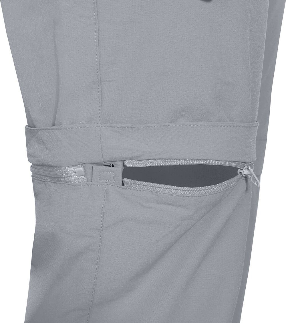 Bergson Zip-off-Hose VIDAA COMFORT Zipp-Off Damen Wanderhose, leicht, strapazierfähig, Kurzgrößen, hellgrau
