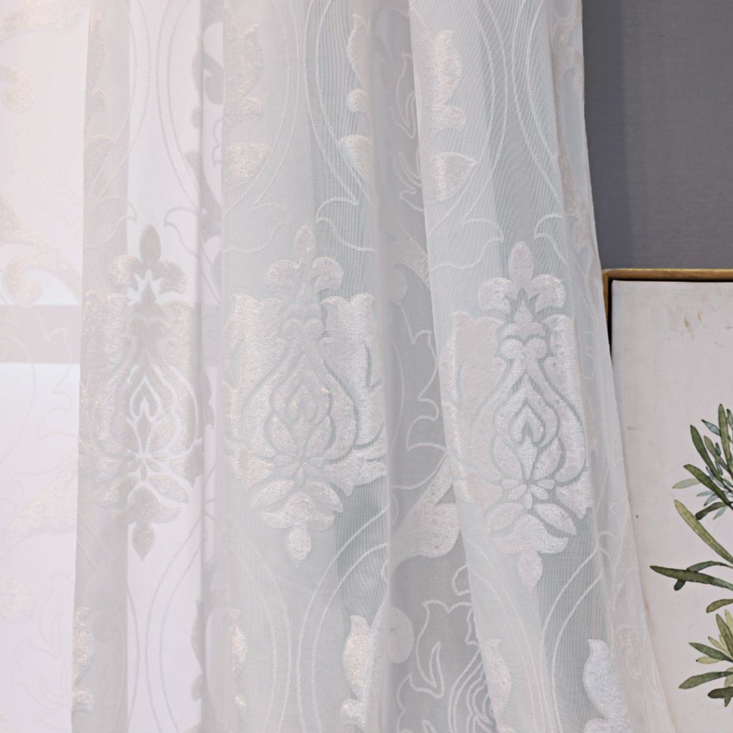 Gardine, HOMEIDEAS, Ösen (2 St), halbtransparent, Polyester, Vintage