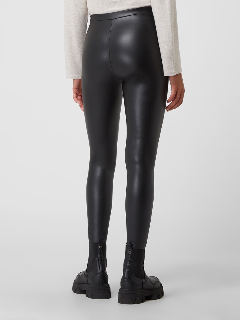 Leggings in Leder-Optik in schwarz