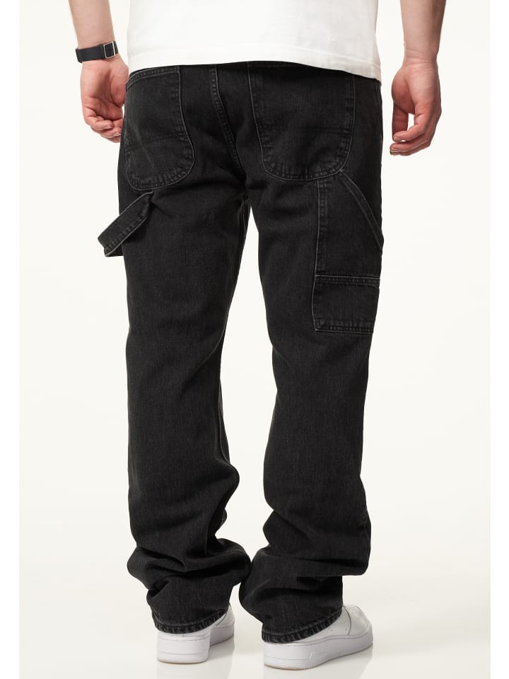 DAILY COTTON Jeans - DCPONTON Lange Carpenter Hose Straight-Fit Loose-Fit in Washed Black günstig kaufen