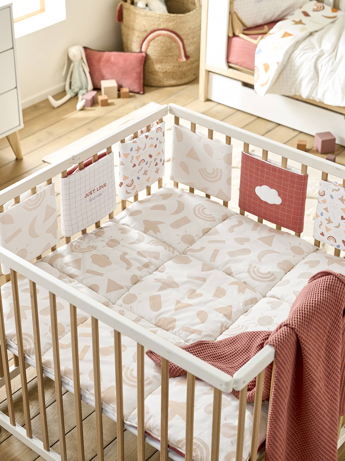 Vertbaudet Baby Spieldecke/ Laufstalleinlage HAPPY SKY Bio-Baumwolle - mehrfarbig