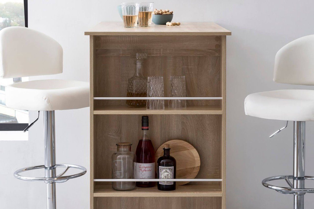 tinkaro Stehtisch ALCEO Holz-Sonoma Küchenbartisch Braun