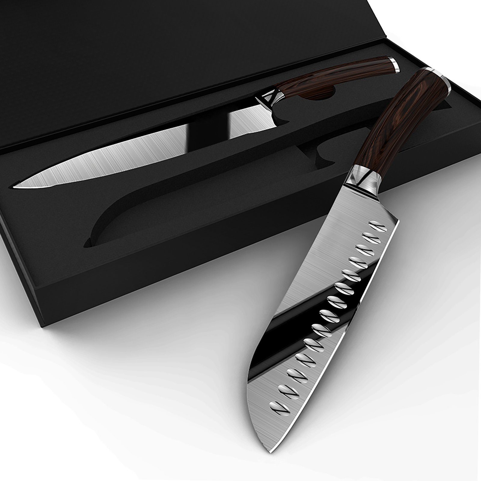 Authmic Kochmesser Küchenmesser, Kochmesser, Edelstahlmesser, lange Klinge, Extra scharfes küchenmesser aus Damast-Messerset