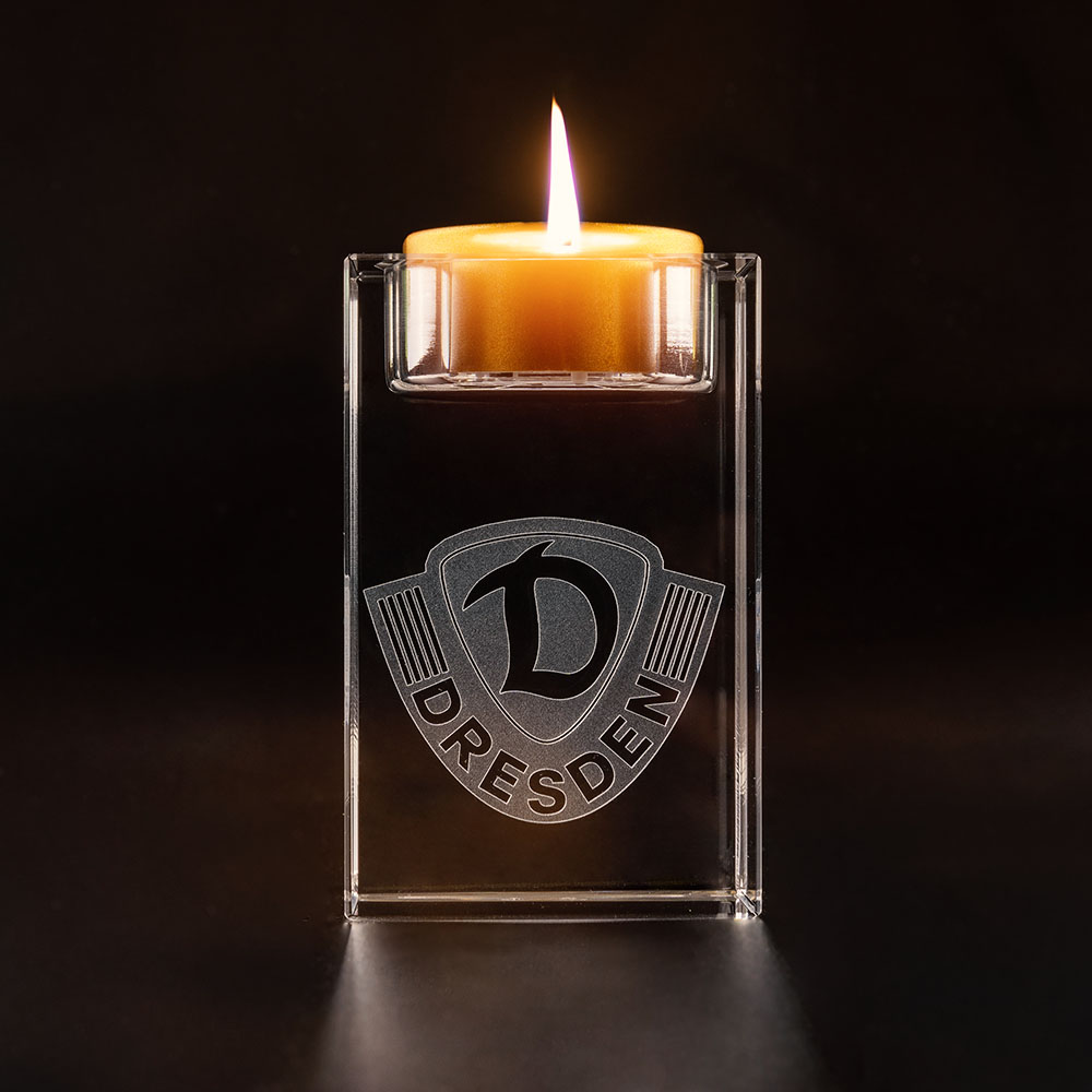 Glas Teelichthalter Dynamo-Wappen