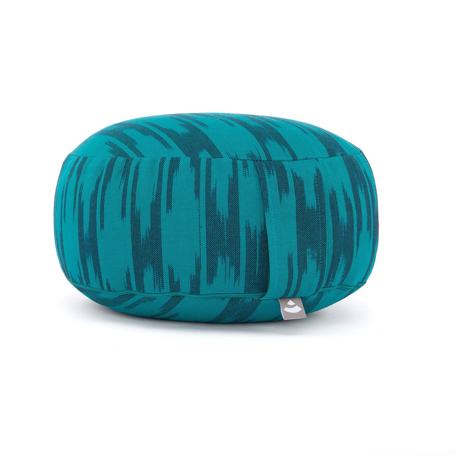 bodhi Meditationskissen Meditationskissen RONDO, ETHNO Collection, Ikat-Webstoff, blau-grün gemustert