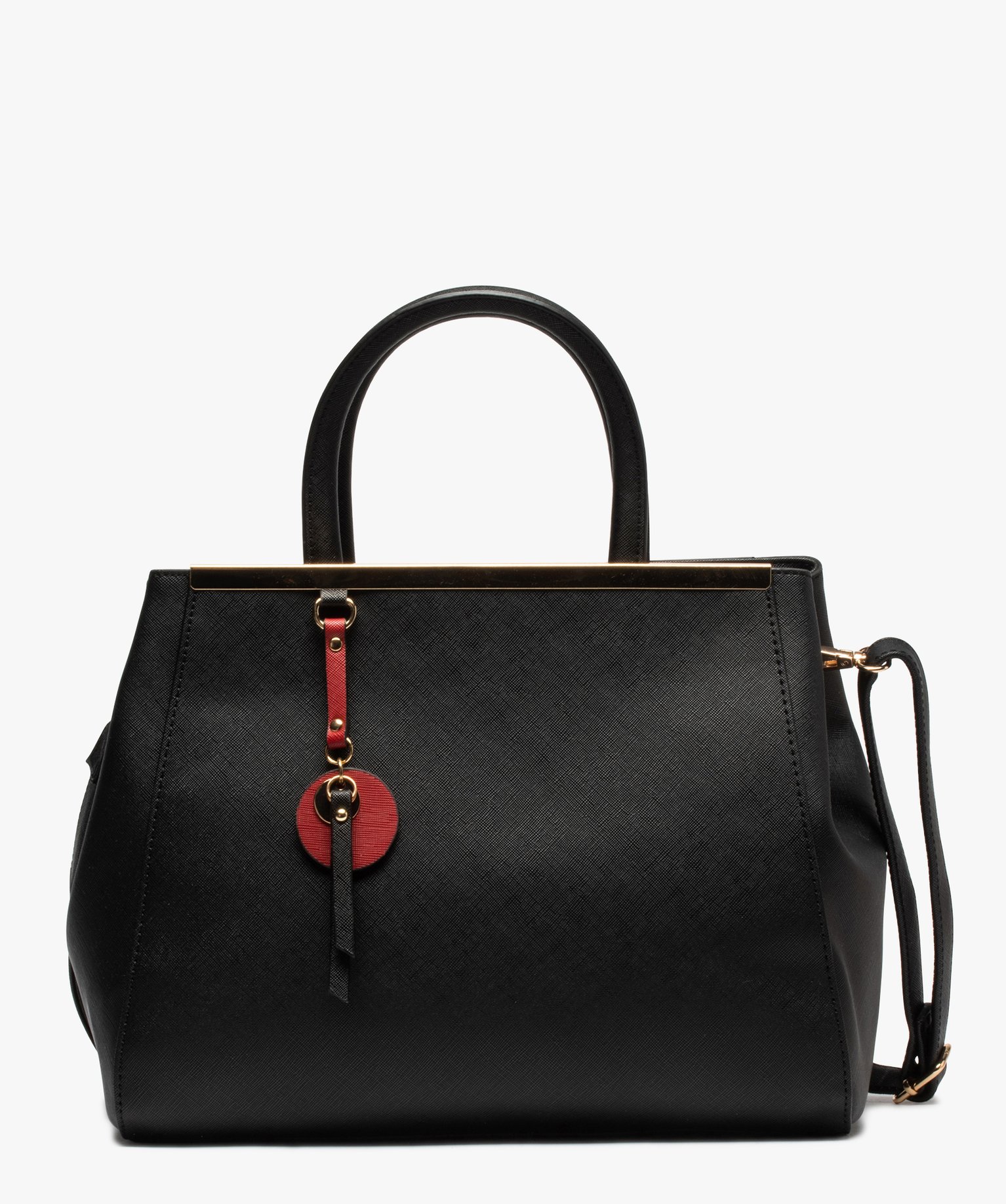 Sac à main femme à détails dorés et breloques noir | GEMO